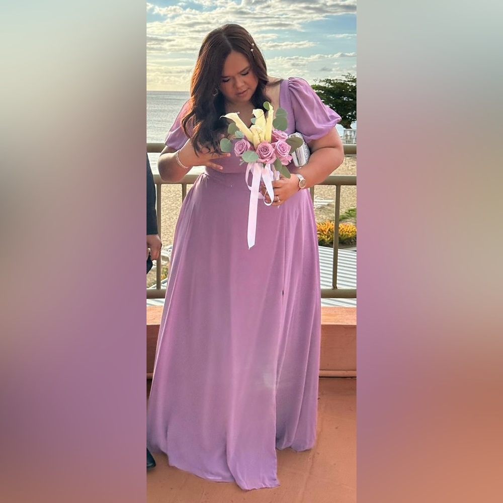 Wisteria gown dress,  o stretch. Chiffon. Size 18